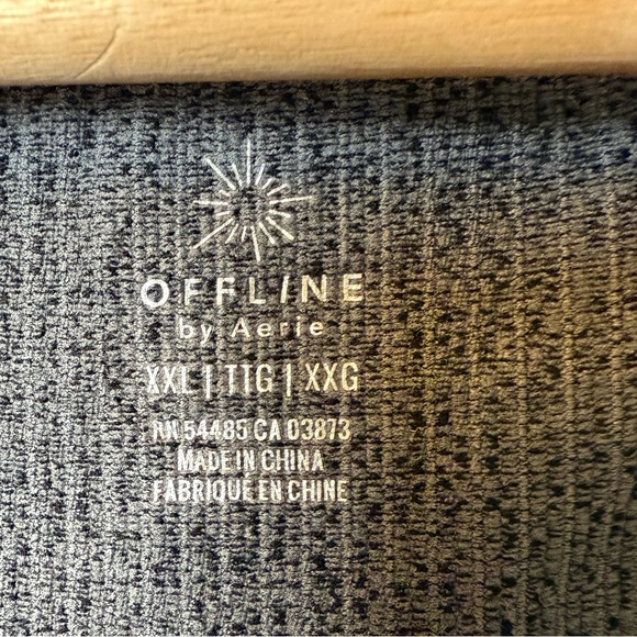 Aerie Offline Compression Workout Top Ribbed Crop Cap Tee XXL - Picture 3 of 5